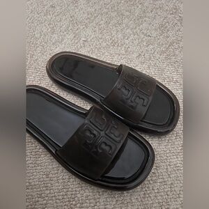 Tory Burch Black Logo Slide Sandals